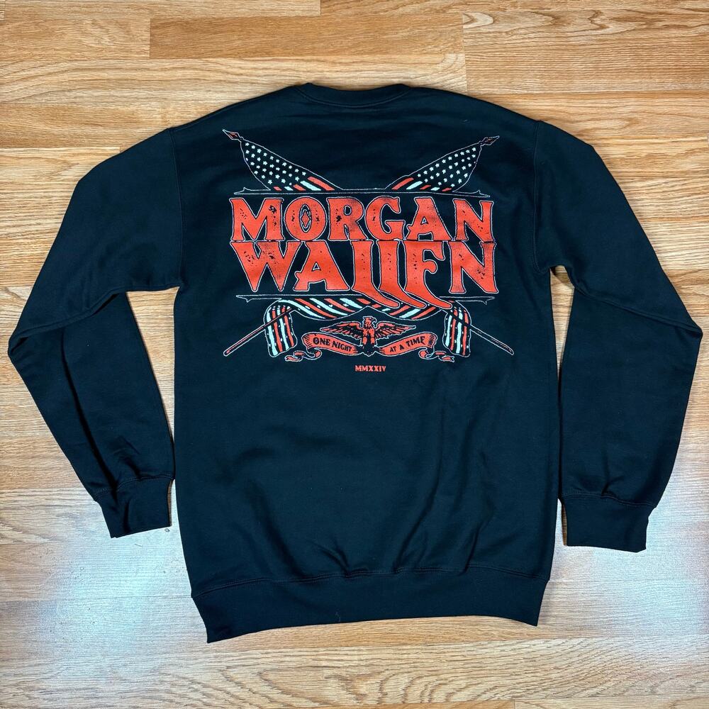 Morgan Wallen Sweatshirt ONE NIGHT AT‎ A TIME 2024 TOUR Men Sz S Preowned